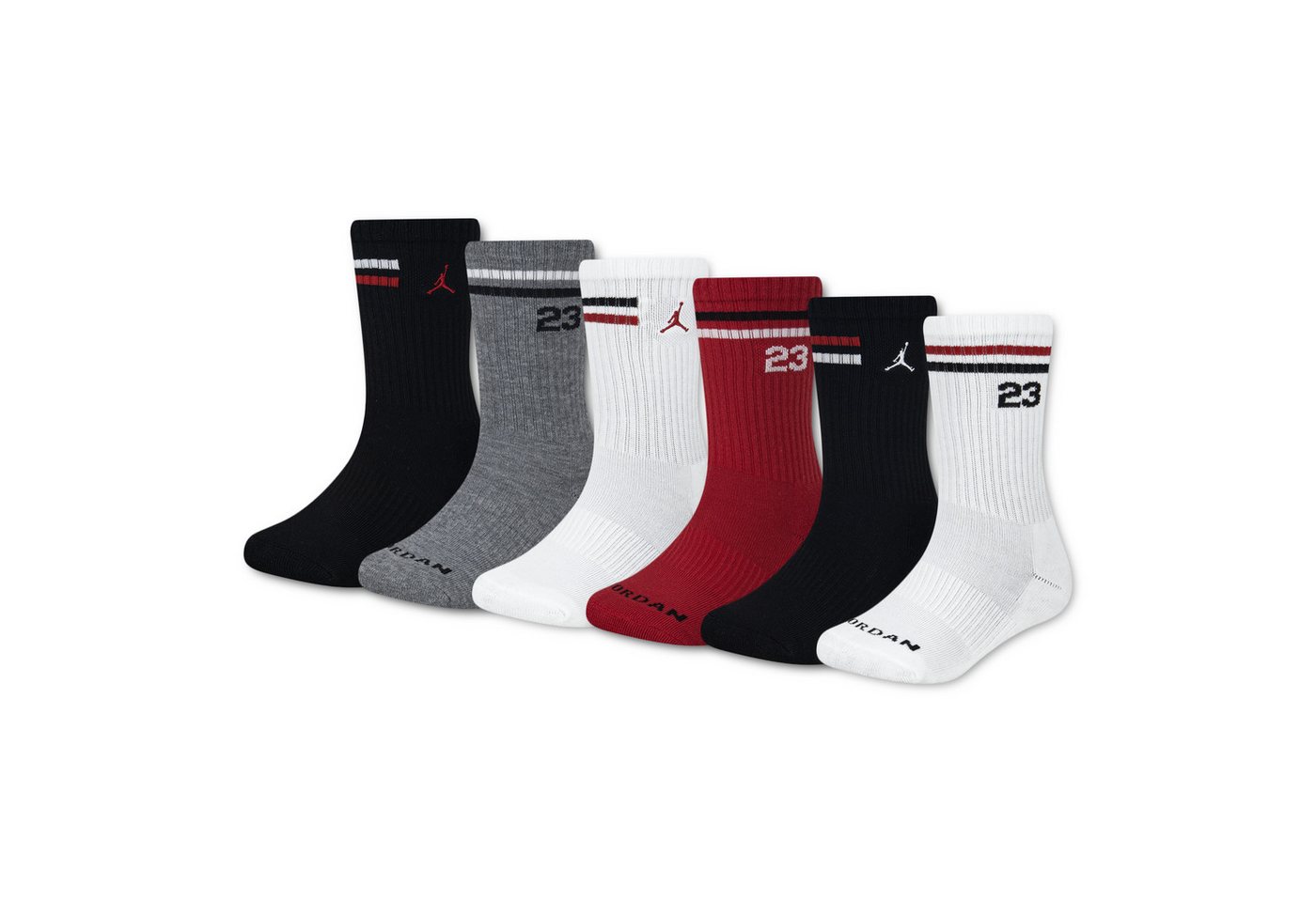 Jordan Sportsocken JHB JORDAN ICON STRIPE 6PK CRE (6-Paar) für Kinder, im 6er-Set, atmungsaktives Polyestergemisch