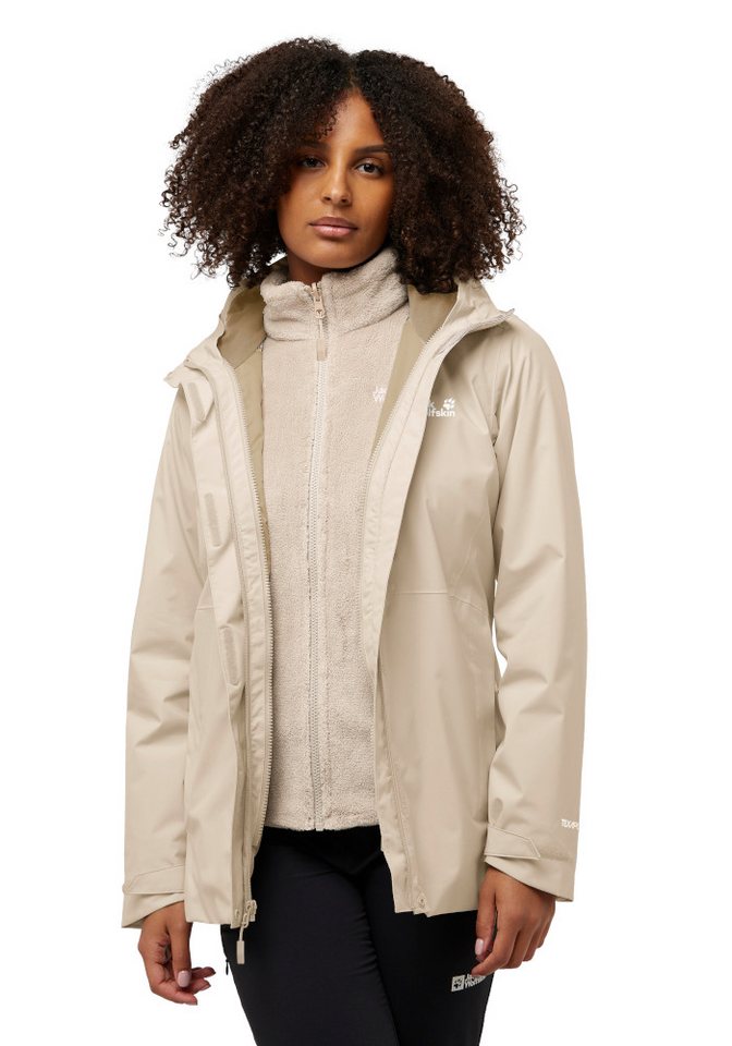 Jack Wolfskin 3-in-1-Funktionsmantel ROTWAND 3IN1 JKT W wasserdichte Außenjacke, wärmende Innenjacke