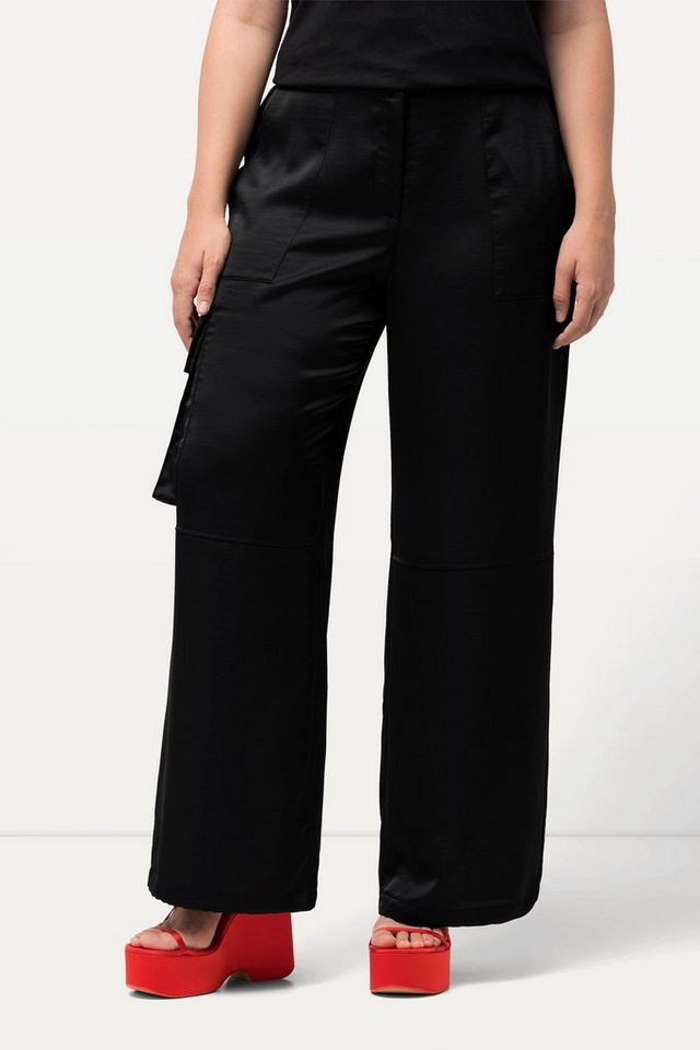 Ulla Popken Funktionshose Satin-Cargohose Mary weites gerades Bein Bild 4