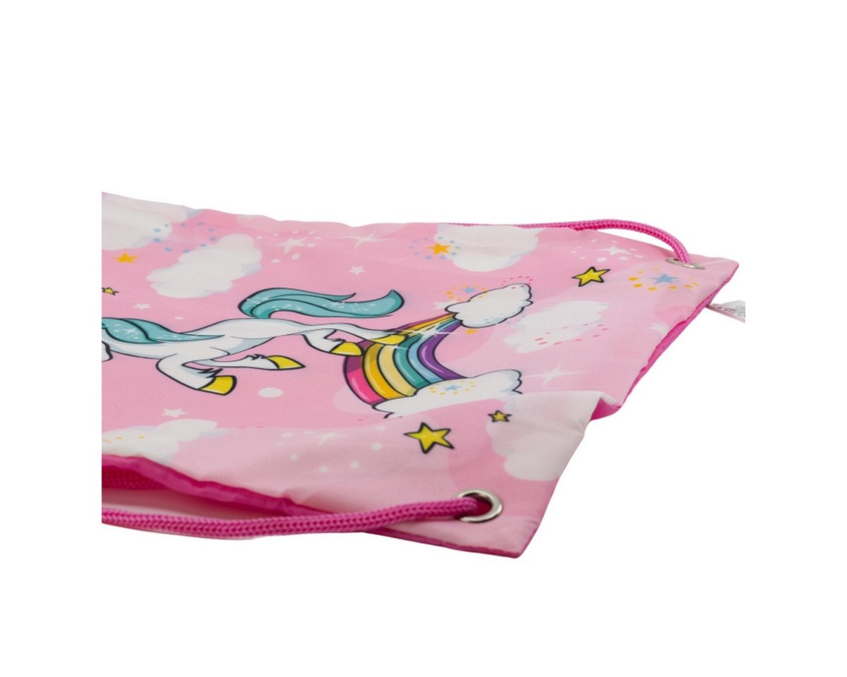 Storline Turnbeutel Einhorn Lunchbag mit Regenbogenmotiv für Kinder mit Kordelzug