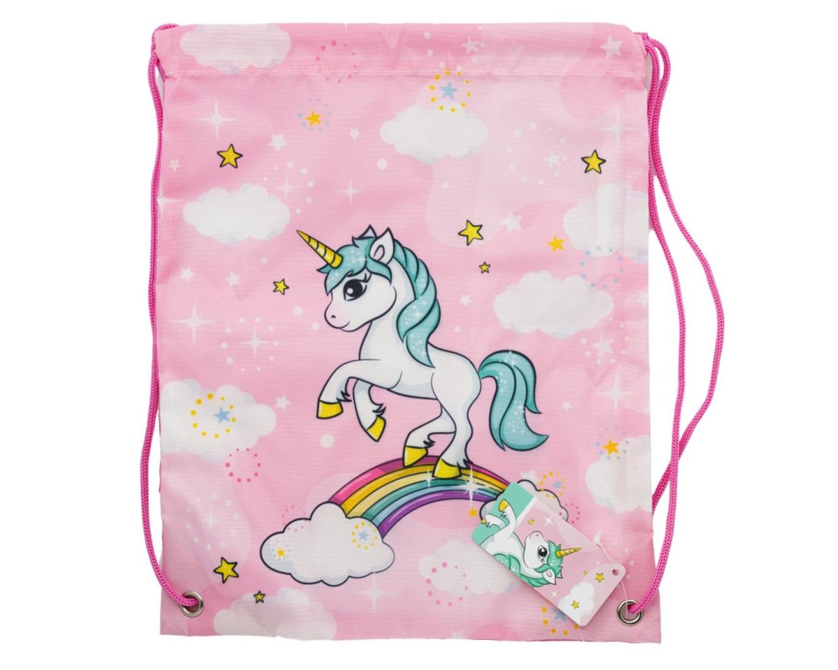 Storline Turnbeutel Einhorn Lunchbag mit Regenbogenmotiv für Kinder mit Kordelzug Bild 2