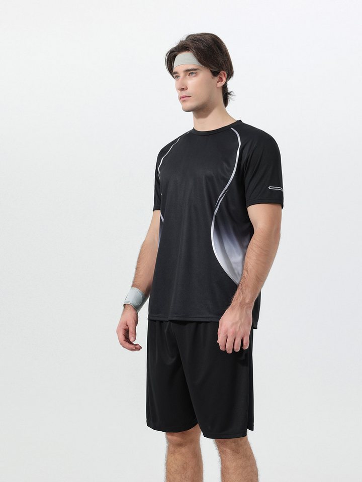 YOUTHUP Sportanzug, Herren Sportanzug mit Farbblock-Design T-Shirt & Shorts Set Bild 2