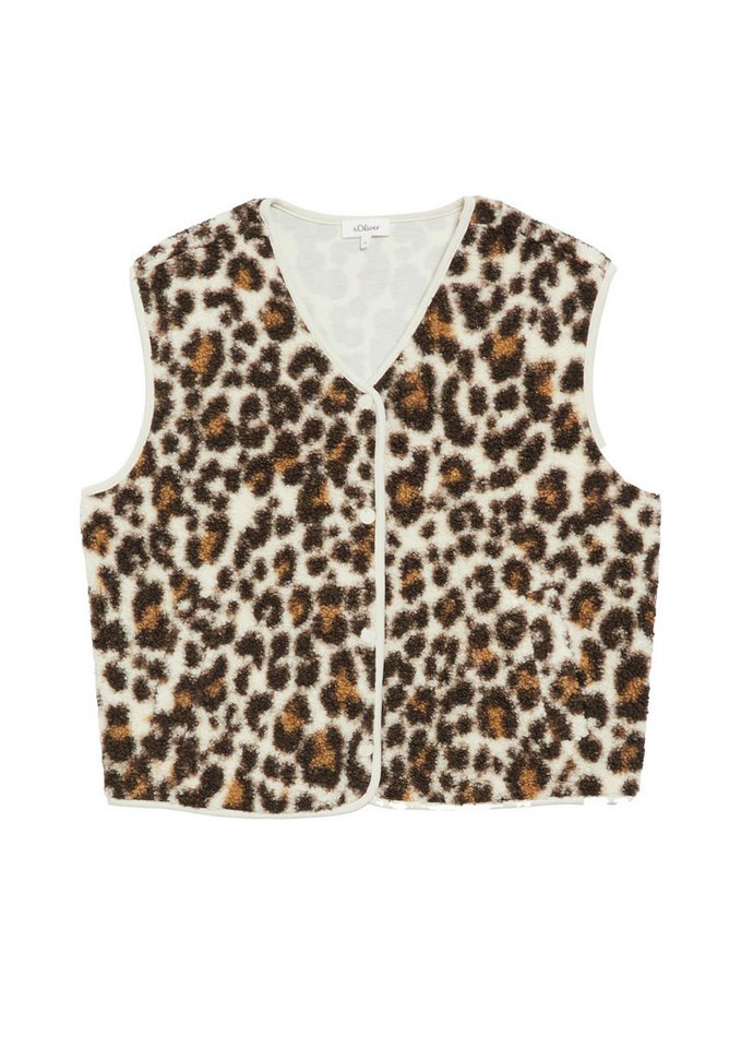 s.Oliver Funktionsweste Indoor-Weste Teddy-Weste mit Leo-Muster im Relaxed Fit Bild 3