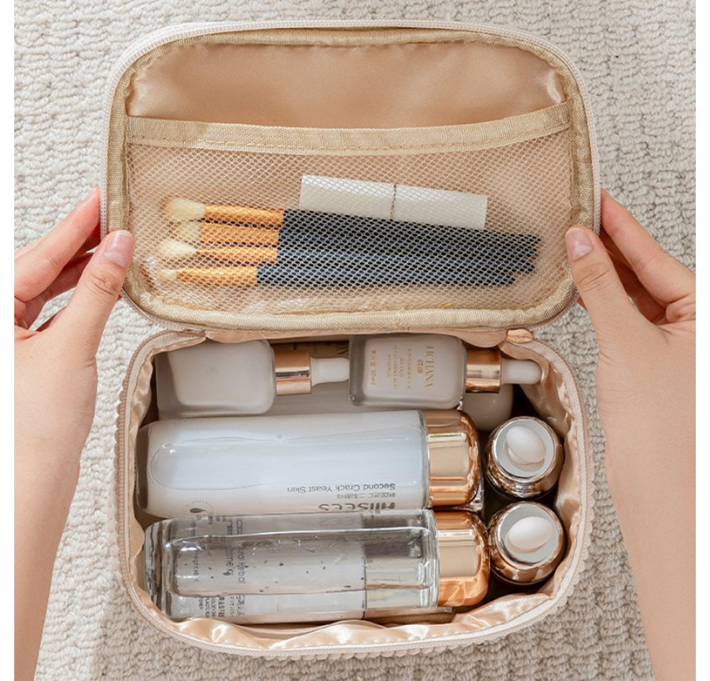 AFKSMILE Kosmetiktasche 3er Set Kosmetiktasche Kulturtasche Damen, Kulturbeutel Make Up Tasche, Tragbare Schminktasche Reisetasche Waschtasche Frauen Mädchen Alltag Bild 2