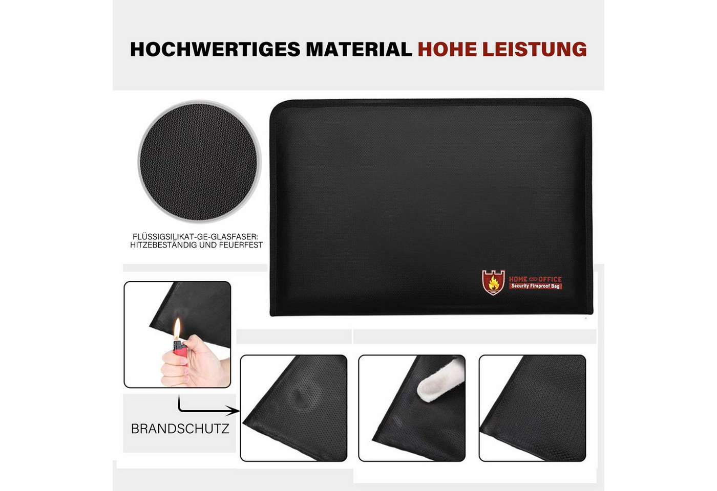 MOPUEA Dokumententasche Feuerfeste Dokumententasche Handtasche mit 13 Fächer wasserabweisend (1-tlg. Dokumententasche mit 13 Fächern und Reißverschluss, Große Dokumentenmappe für A4 Unterlagen und Wertdokumente), Feuerhemmend wasserabweisend erweiterbar mit Außenfach Bild 4