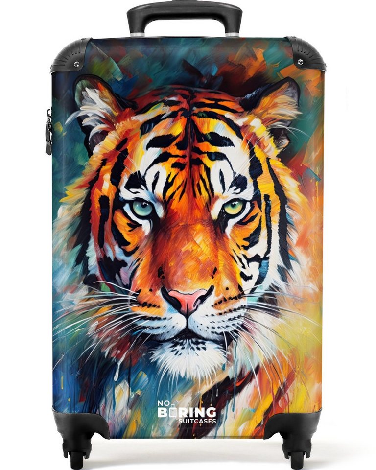 NoBoringSuitcases.com© Hartschalen-Trolley Porträt eines Tigers als Ölgemälde 55x35x20cm, Reisetasche mit Rollen, Koffer Handgepäck Flugzeug