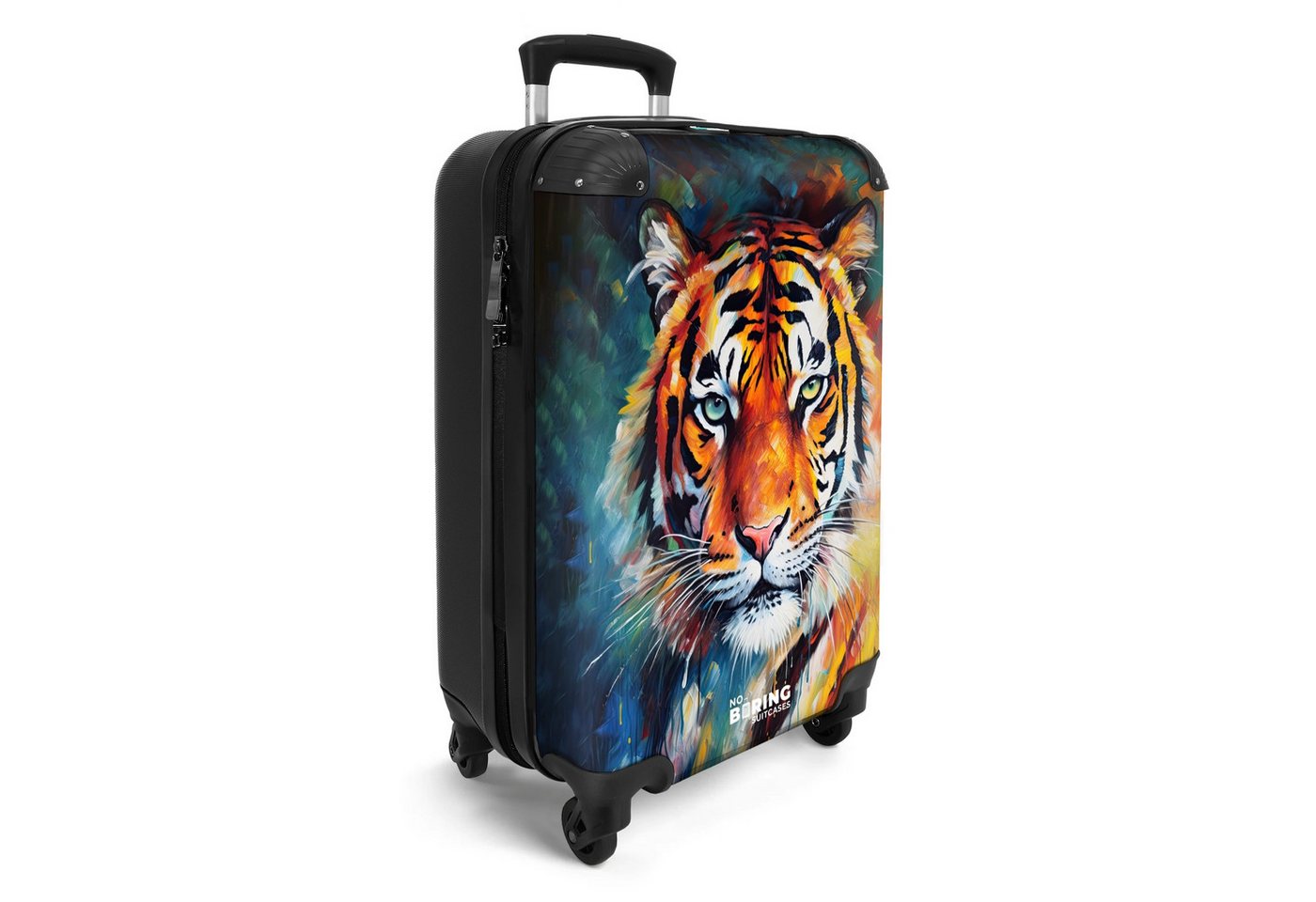 NoBoringSuitcases.com© Hartschalen-Trolley Porträt eines Tigers als Ölgemälde 55x35x20cm, Reisetasche mit Rollen, Koffer Handgepäck Flugzeug Bild 2