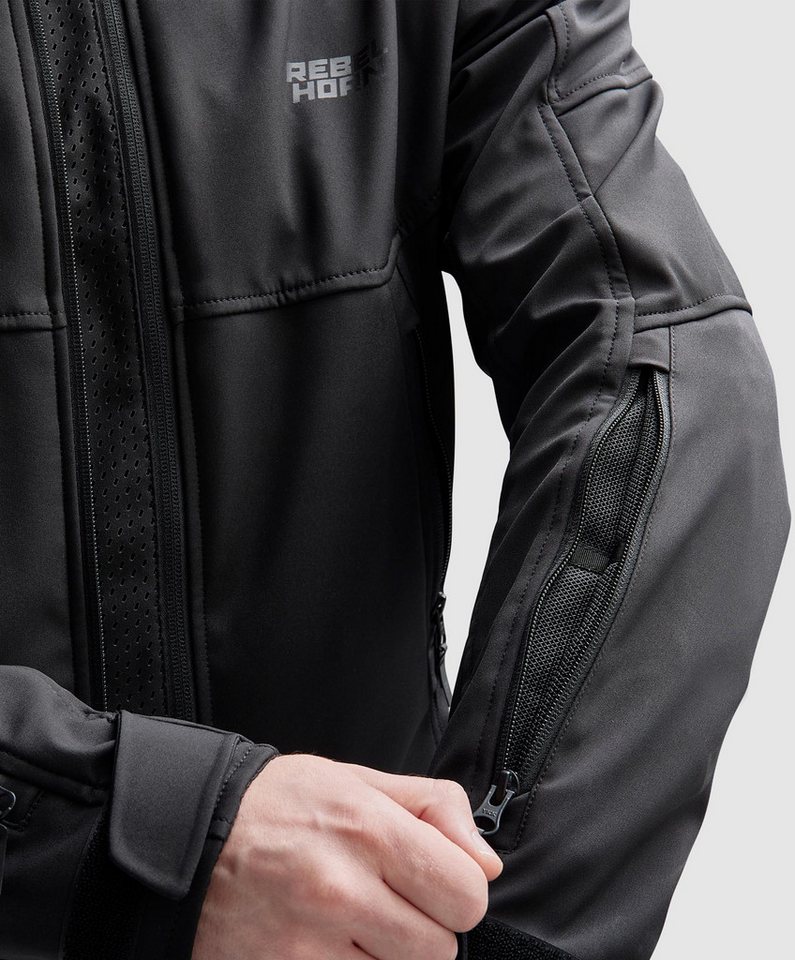 Rebelhorn Motorradjacke Slash Softshell wasserdichte Motorrad Textiljacke Verbindungsreißverschluss,Ellenbogenprotektoren enthalten,Schulte Bild 3