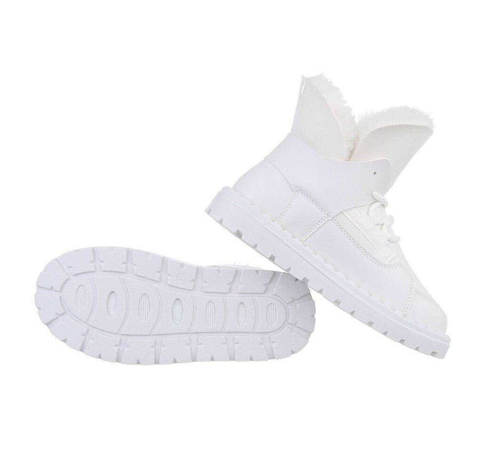 Ital-Design Damen Snowboots Freizeit Snowboots Flach Schnürstiefeletten in Weiß