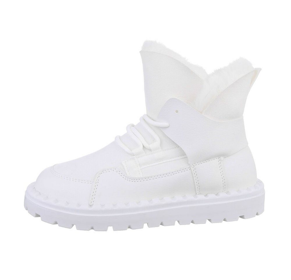 Ital-Design Damen Snowboots Freizeit Snowboots Flach Schnürstiefeletten in Weiß Bild 3