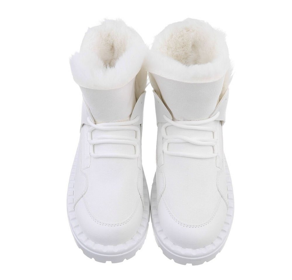 Ital-Design Damen Snowboots Freizeit Snowboots Flach Schnürstiefeletten in Weiß Bild 4
