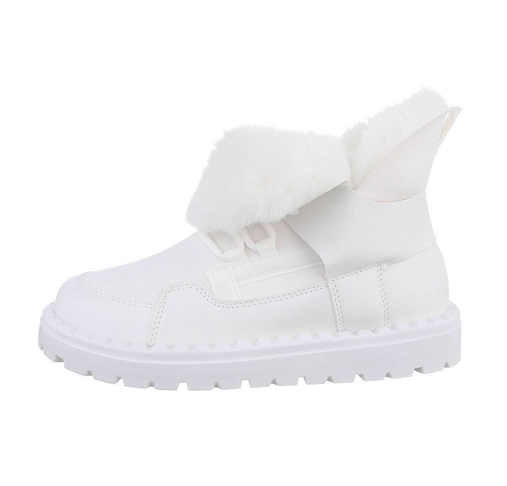 Ital-Design Damen Snowboots Freizeit Snowboots Flach Schnürstiefeletten in Weiß Bild 5