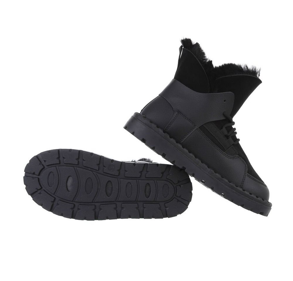 Ital-Design Damen Snowboots Freizeit Snowboots Flach Schnürstiefeletten in Schwarz