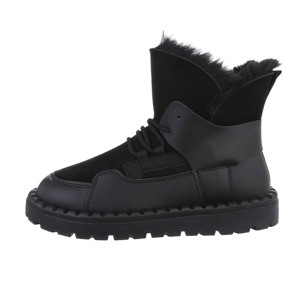 Ital-Design Damen Snowboots Freizeit Snowboots Flach Schnürstiefeletten in Schwarz Bild 2