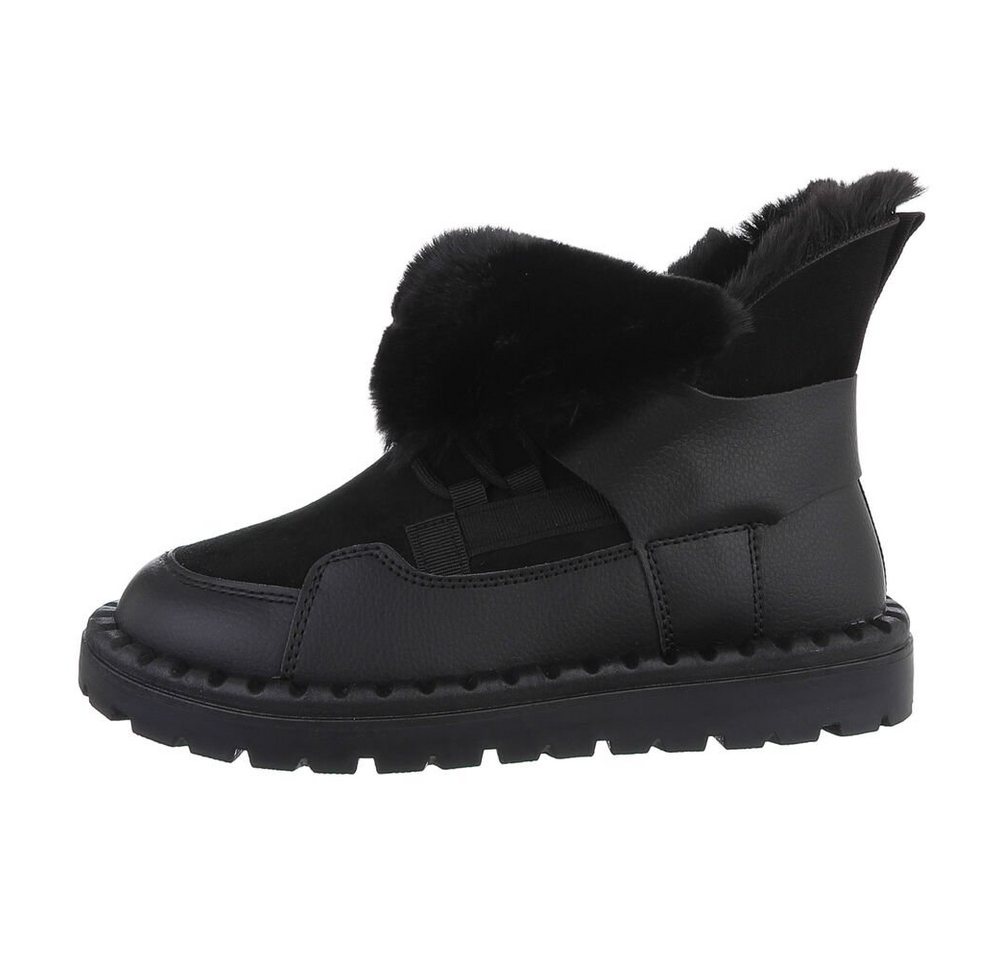 Ital-Design Damen Snowboots Freizeit Snowboots Flach Schnürstiefeletten in Schwarz Bild 4