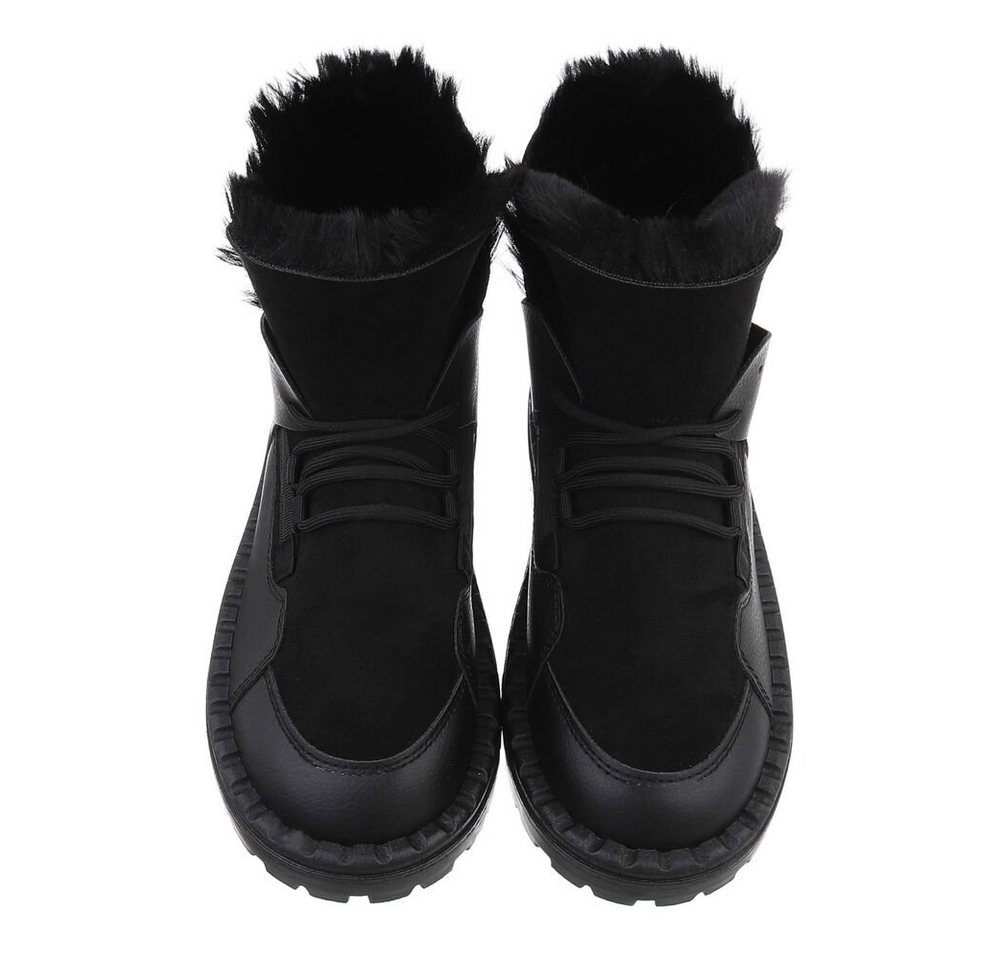 Ital-Design Damen Snowboots Freizeit Snowboots Flach Schnürstiefeletten in Schwarz Bild 5