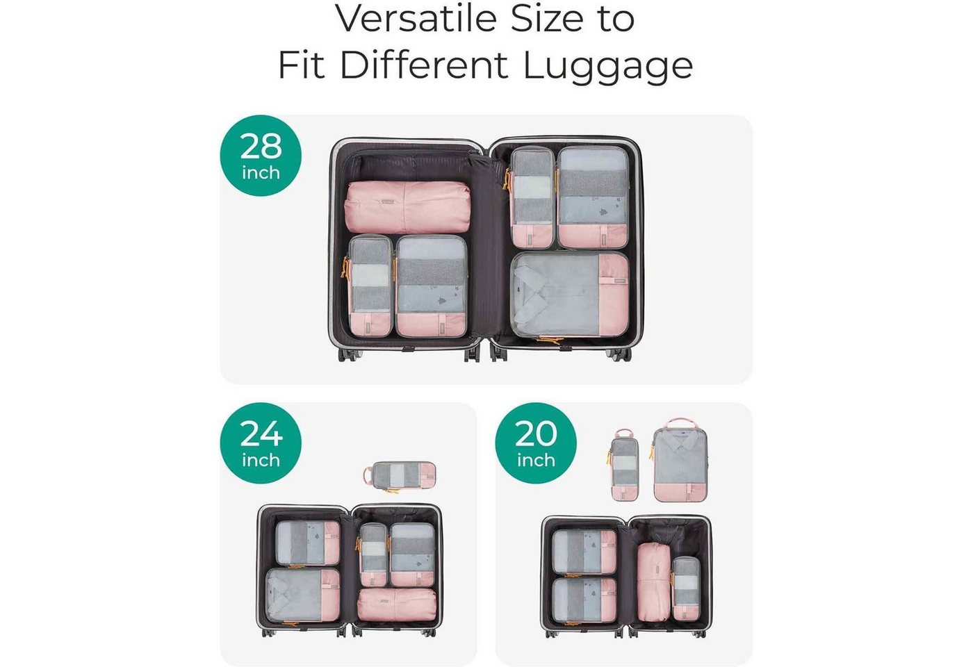 LuxusKollektion Kofferset Kleidertaschen Set Packwürfel Kompression Wäschesack Rucksack Koffer