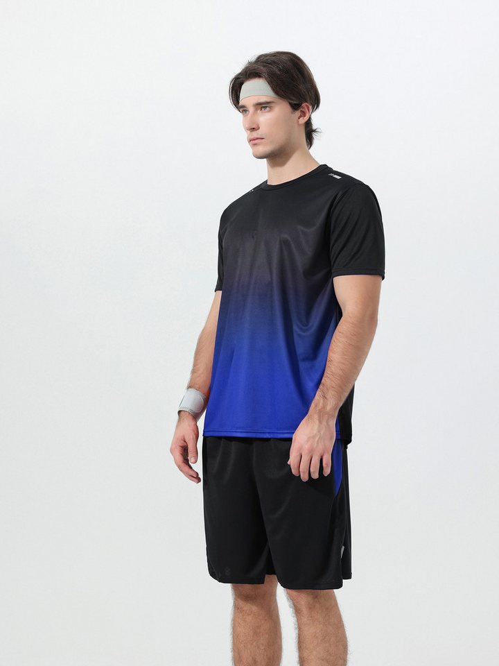 YOUTHUP Sportanzug, Herren Trainingsanzug Farbblock-Set Kurzärmelig Athletisch Bild 2