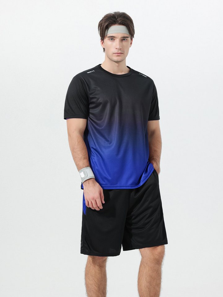 YOUTHUP Sportanzug, Herren Trainingsanzug Farbblock-Set Kurzärmelig Athletisch Bild 5