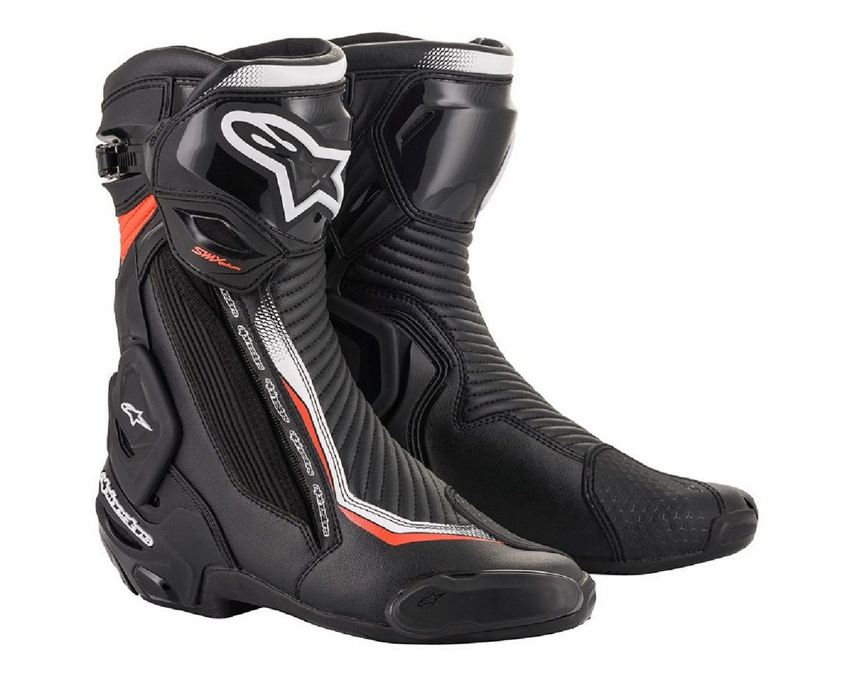Alpinestars Alpinestars SMX Plus V2 Motorradstiefel Schwarz / Weiß / Fluo-Rot Motorradstiefel (Packung, Antistatische und Öl- und Benzinfeste Sohle) motorradstiefel für herren