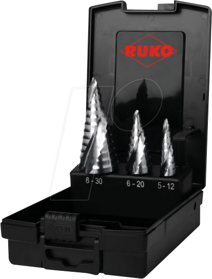 RUKO 101626RO - UC Stufenbohrersatz, 3-teilig, FLOWSTEP TIP, HSS RUnaTEC