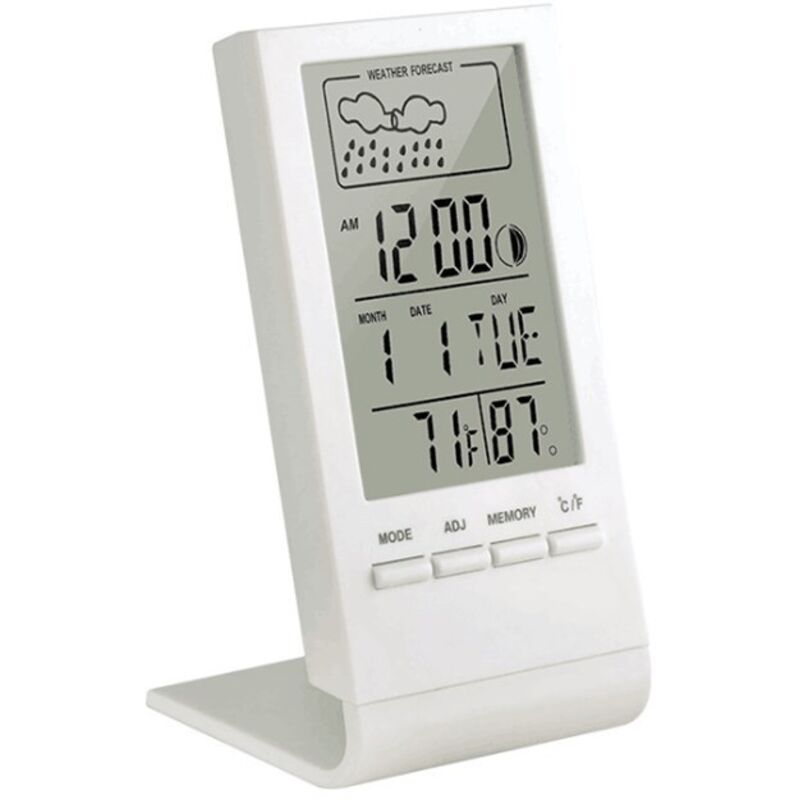 Drahtlose Wetterstation Für Umweltfreundliche Mobilität, Innen-/außenthermometer, Hygrometer, Barometer, Digitaler Wecker Mit Außensensor, Anzeige Von Uhrzeit, Datum, Wochentag Und Mondphase (weiß)