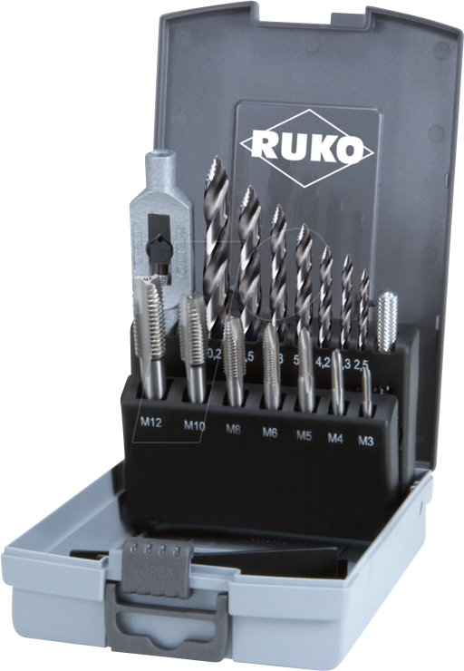 RUKO 259004RO - Einschnittgewindebohrer Satz 15-teilig, FLOWSTEP TIP HSS