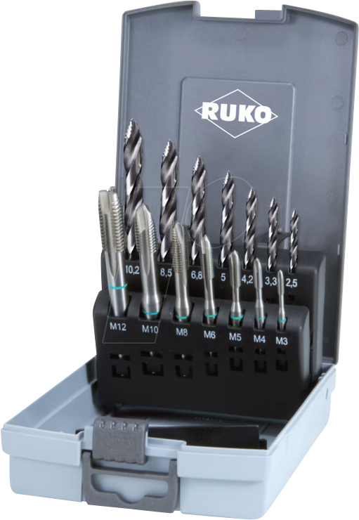 RUKO 259048RO - Maschinengewindebohrersatz Flowstep TIP HSS. 14-teilig
