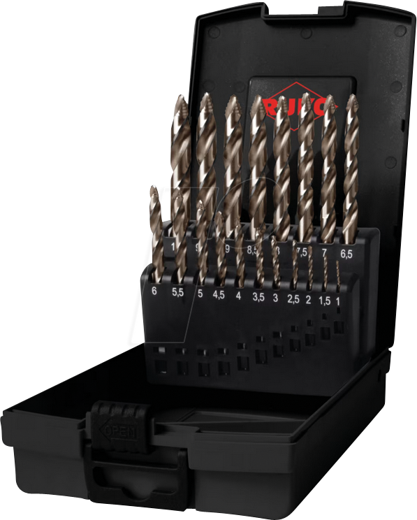 RUKO 259214ERO - UC Spiralbohrersatz FLOWSTEP TIP, HSSE-Co 5 , 19-teilig