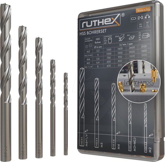 RX DRILL BIT SET - 3D Druck, Bohrersatz, 3,2/4,0/5,6/6,4/8,0 mm, 5 Stück