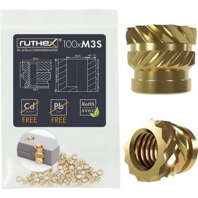 RX-M3SX4,0 - 3D Druck, Gewindeeinsätze, M3x4 (Short), 100 Stück