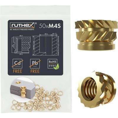 RX-M4SX4,0 - 3D Druck, Gewindeeinsätze, M4x4 (Short), 50 Stück
