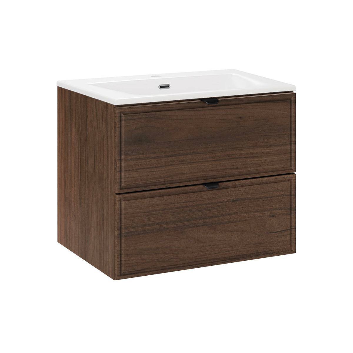 Waschtisch 61cm Elias Mit 2 Schubladen, Dunkles Holzoptik