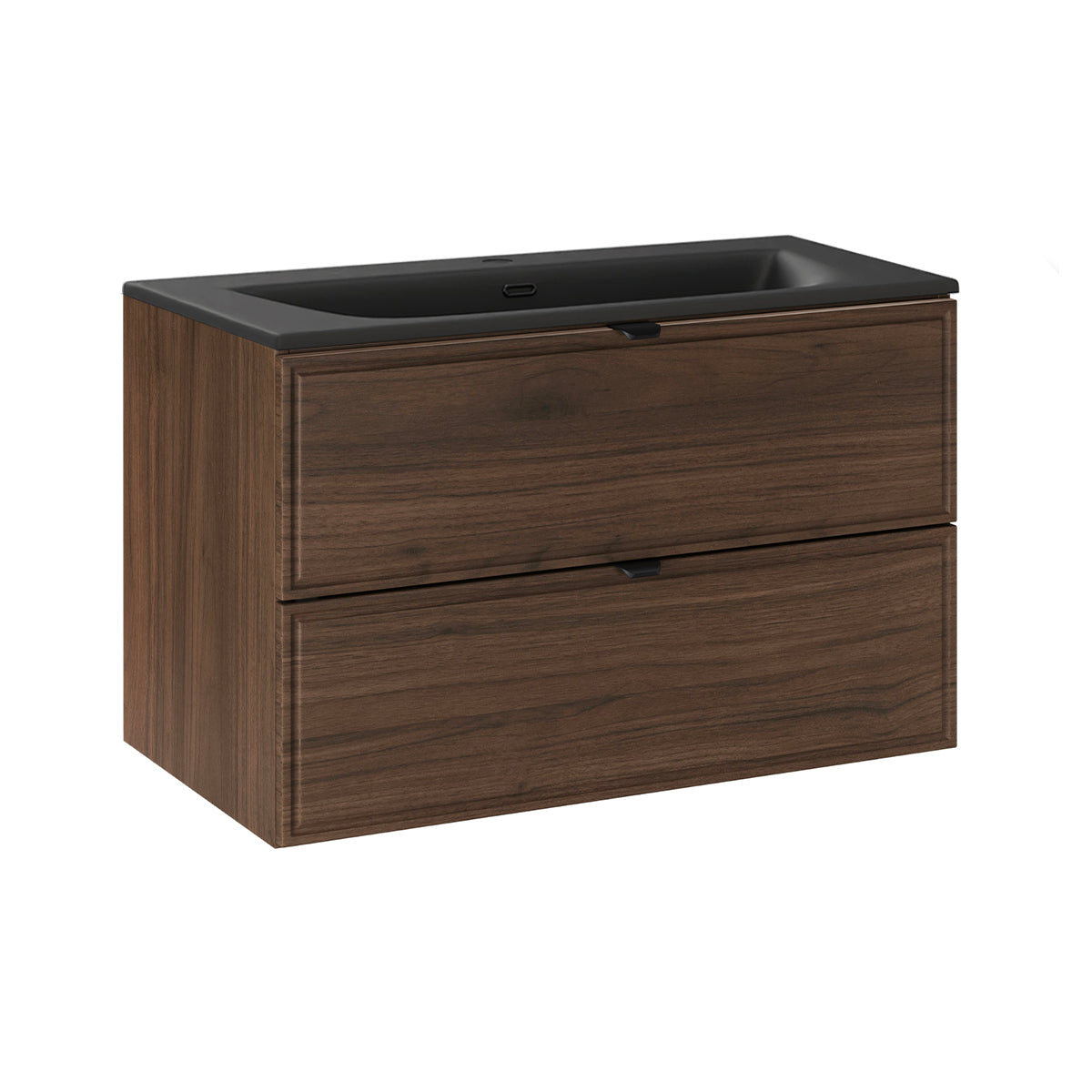 Waschtisch 81cm Elias Mit 2 Schubladen, Dunkles Holzoptik