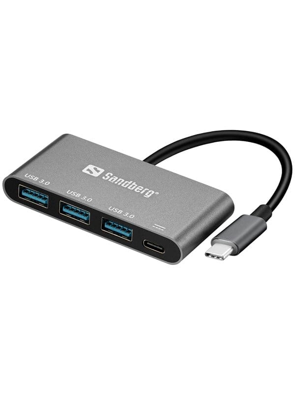 SANDBERG 136-03 - USB 3.0 4-Port USB-C Hub, 1x Laden, Aluminium