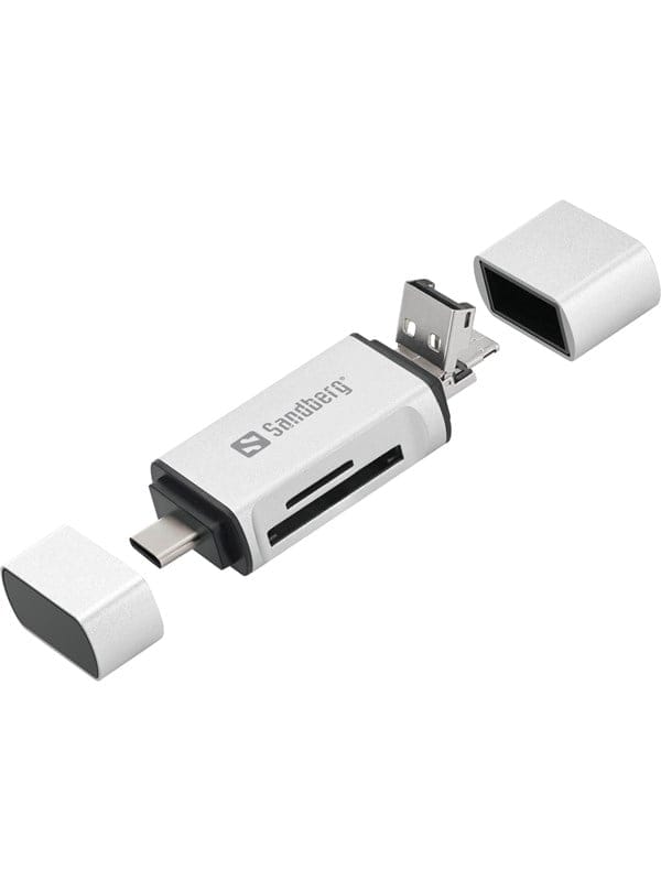 SANDBERG 136-28 - Card Reader, extern, USB-A, Micro-USB, USB-C