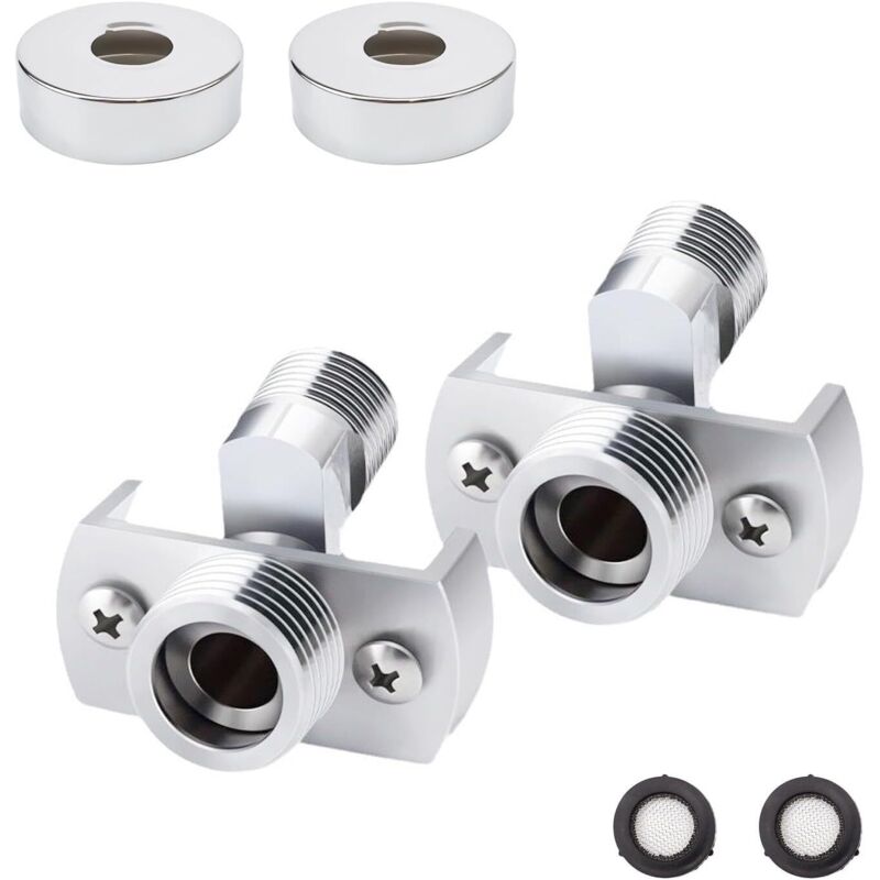 Verstellbarer S-förmiger Duscharmaturenadapter Aus Messing (2 Stück), 1/2"-drehmischer Mit Versetztem Rand