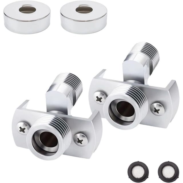 Verstellbarer S-förmiger Duscharmaturenadapter Aus Messing (2 Stück), 1/2"-drehmischer Mit Versetztem Rand