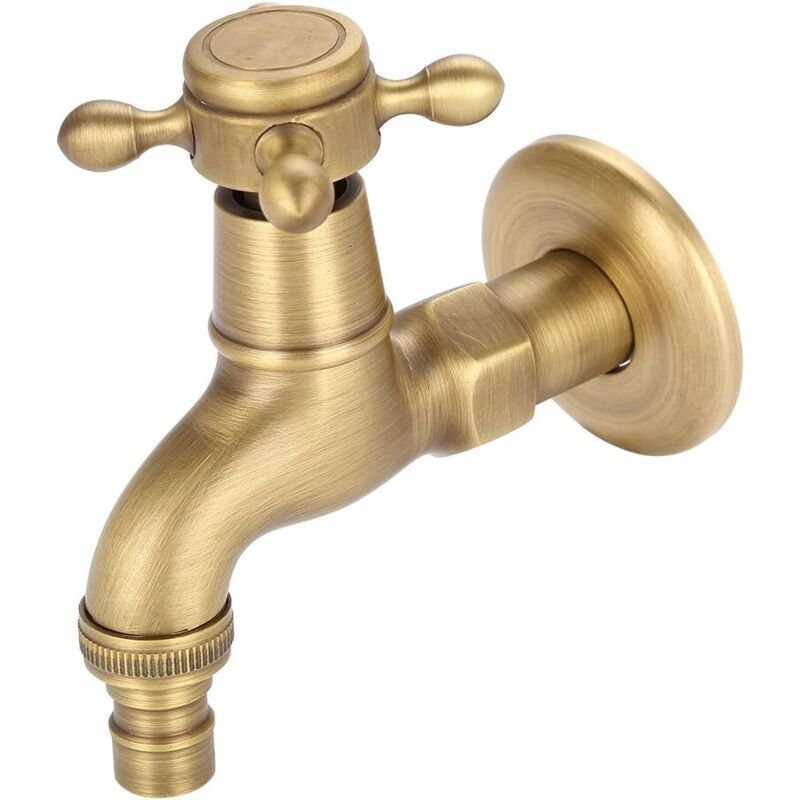 Waschmaschinenarmatur, Außenarmatur, Gartenarmatur, Vintage-wasserhahn Aus Massivem Messing, Wandarmatur Mit Mischbatterie, G1/2 (kurzes) Anschlussgewinde