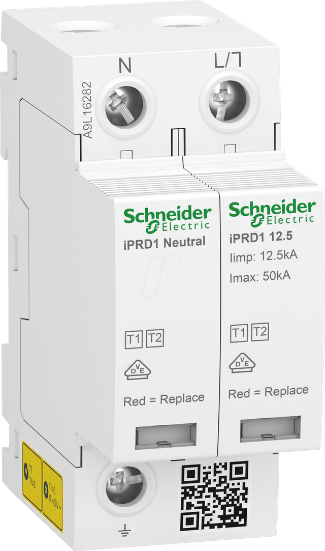 A9L16282 - Kombiableiter T. 1+2, Acti9 iPRD1 12.5r, 1P+N, 230V AC, Imax 50k