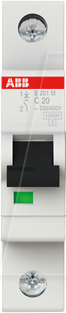 ABB S201M-C20 - Leitungsschutzschalter, Char. C, 20 A, 1 polig