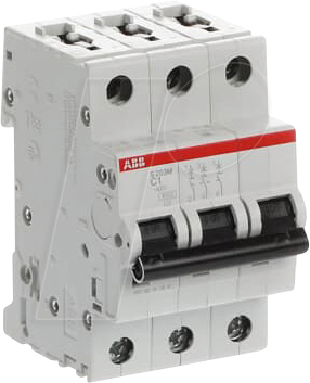 ABB S203M-C1 - Leitungsschutzschalter, Char. C, 1 A, 3 polig