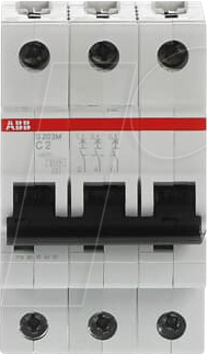 ABB S203M-C2 - Leitungsschutzschalter, Char. C, 2 A, 3 polig