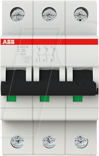 ABB S203M-C25 - Leitungsschutzschalter, Char. C, 25 A, 3 polig
