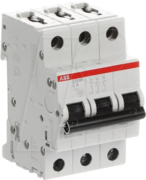 ABB S203M-C4 - Leitungsschutzschalter, Char. C, 4 A, 3 polig