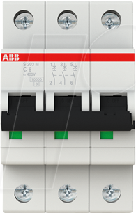 ABB S203M-C6 - Leitungsschutzschalter, Char. C, 6 A, 3 polig