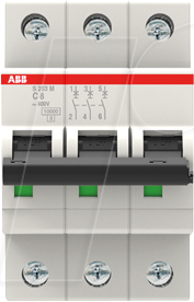 ABB S203M-C8 - Leitungsschutzschalter, Char. C, 8 A, 3 polig