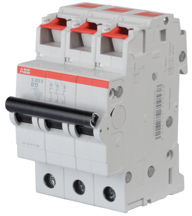 ABB S203S-B13 - Leitungsschutzschalter, Char. B, 13 A, 3 polig