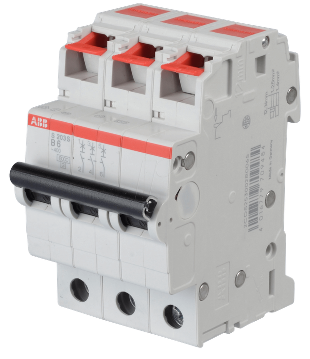 ABB S203S-B6 - Leitungsschutzschalter, Char. B, 6 A, 3 polig
