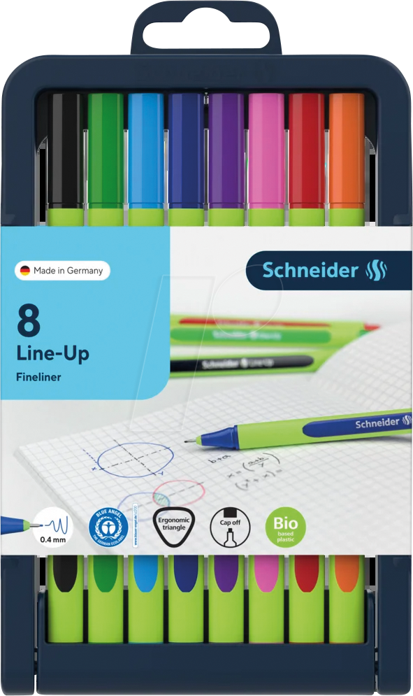 SCHNEIDER 191098 - Line-Up, Fineliner, 0,4 mm, 8-er Set